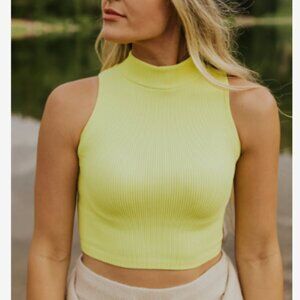 Roolee-Lovetree Picture Perfect Crop Tank - Yellow - Size M